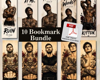 Bundel met getatoeëerde boek Boyfriend bladwijzer, 10 donkere romantiek set, pittige reader cadeau, instant download, afdrukbaar