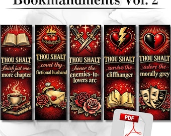 Donkere romantiek, bladwijzerset, grappig, BookTok, Bookish, The Bookmandments Vol 2, schurk, moreel grijs