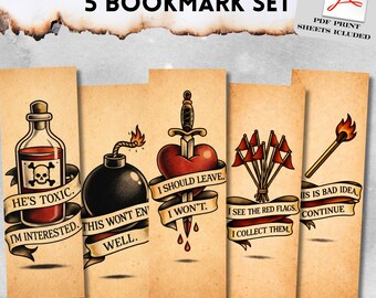 Donkere romantiek, rode vlag, pittige bladwijzer, romantiek, grappig, Booktok, Bookstagram