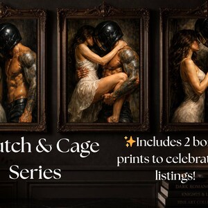 Dark Romance Art Print, Masked Man Couple, Spicy Gothic Decor (Digital Download) image 2