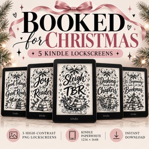 Weihnachtliche Kindle-Sperrbildschirme, Buchfreundliche Weihnachts-Bildschirmschoner für Kindle, Kindle Paperwhite-Hintergrundbilder, 5 weihnachtliche Sperrbildschirme, Digitaler Download