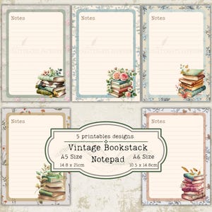 Zestaw starych notatników Bookstack, notatki literackie, artykuły piśmiennicze Cozy Reader (do pobrania w wersji cyfrowej)