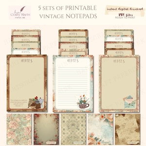 Vintage Notepad Pages Bundle, Motivational Bible Verse Stationery, Line and Unlined Pages (Digital Download)