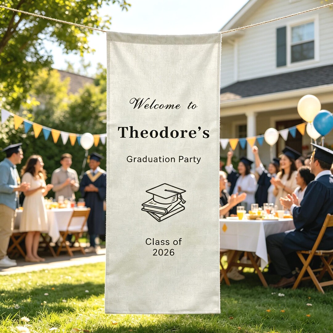Custom Graduation Party Welcome Fabric Sign, Personalized Congrats Grad ...