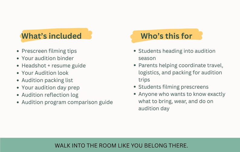 College Audition Prep Toolkit Printable - Etsy