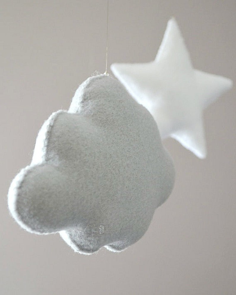 Felt Nursery Mobile With Clouds Stars and Moon Etsy