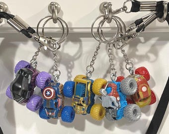 Marvel Monster Truck Mini Jams Spin Master Keychain w/ Lanyard Clip - YOU CHOOSE - Black Panther, Captain America, Thanos, Thor, Iron Man