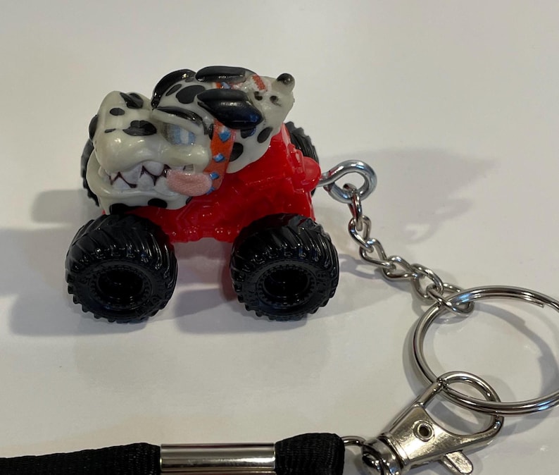 Monster Truck Mini Jams Spin Master Keychain w/ Lanyard Clip - YOU CHOOSE - Zombie, El Toro, Digatron, Blue Thunder, Grave Digger, Mutt Mutt Black Wheels