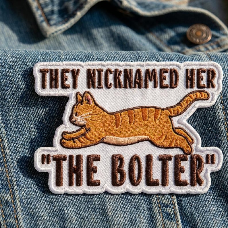 They Nicknamed Her The Bolter Embroidered Patch, Funny Orange Cat Patches for Denim Jacket Backpack, Cute Swiftie Pop Culture Fan Iron On image 1