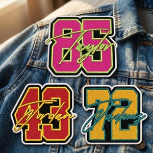 Custom Racing Number Patch with Name, Personalized Motocross Dirt Bike Embroidered Patch for Jacket Hat, Retro Sports Team Iron On Badge