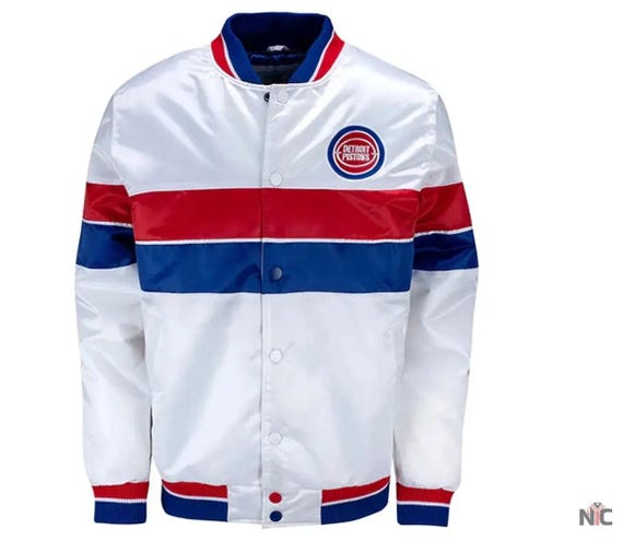 35th Anniversary Detroit Pistons Satin Jacket | Vintage NBA Retro Basketball Apparel