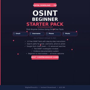 Paquete básico de OSINT / Encuentra a cualquier persona en línea / Guía de inteligencia de fuentes abiertas (Descarga digital)