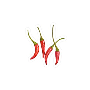 Watercolor Red Chili Peppers Kiss-Cut Vinyl Decal | Hot Pepper Sticker