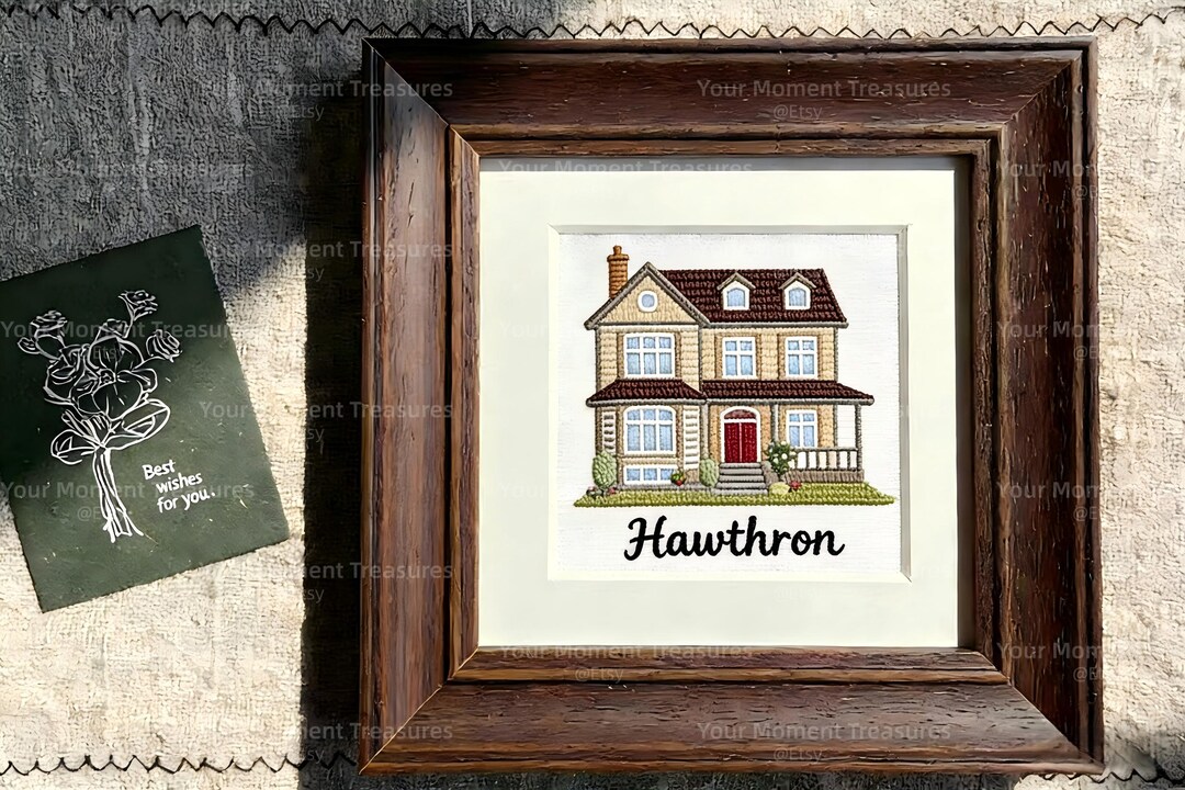Personalized Embroidered House Portrait, Housewarming Gift From Photo ...