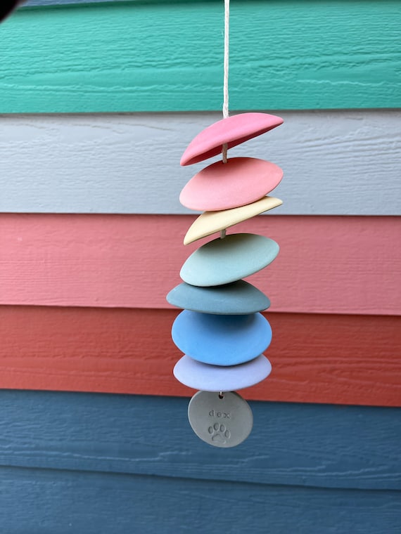 Personalized pet memorial chime - rainbow chime + custom charm with your pet's name
