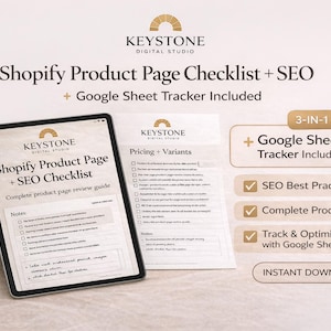 Shopify Product Page Checklist PDF + Google Sheet | SEO Checklist for Shopify & eCommerce Listings