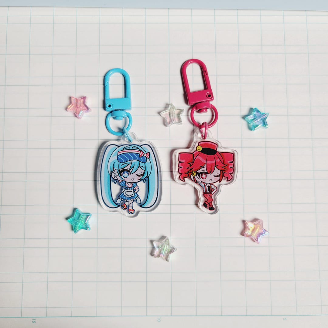 Virtual Idol Duo Acrylic Charm Set | 1.5 Inch Keychains | Blue Twin ...