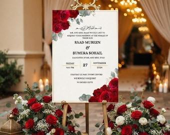 Plantilla editable de certificado de matrimonio islámico (Nikkah Nama) en formato A3 (descarga digital)