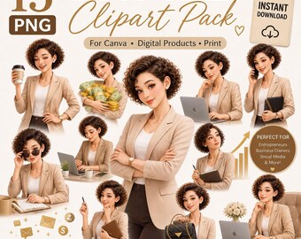 Boss Girl Clipart PNG Success Woman Clipart Luxury Girl Boss Business Woman Canva Clipart Money Mindset