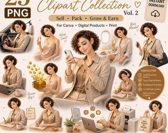 Small Business Girl Clipart PNG Entrepreneur Woman Clipart Business Owner Clipart Canva Clipart Marketing Content Boss Girl