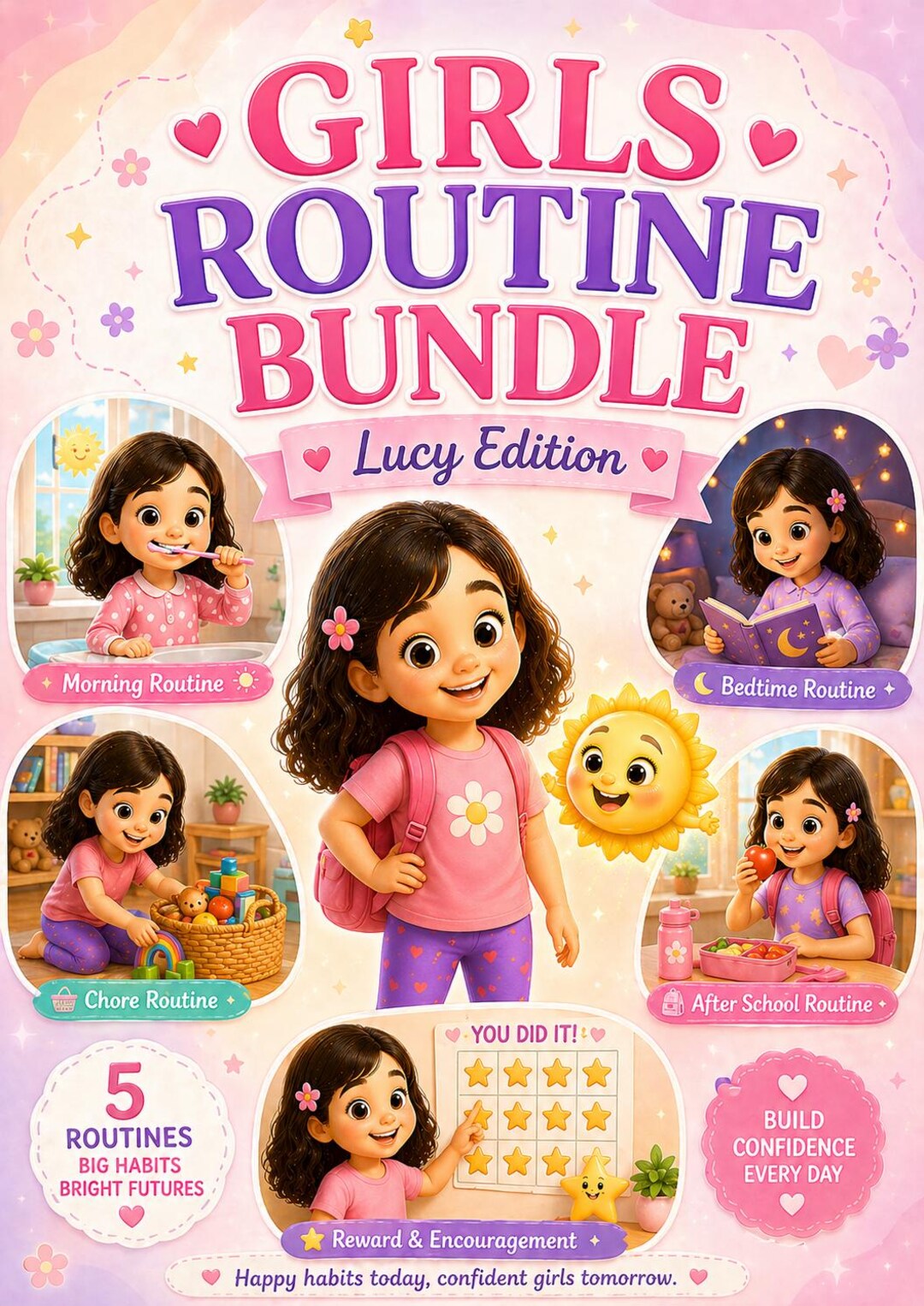 Girls Routine Bundle, Lucy Edition, Morning, Bedtime, Chore Charts ...
