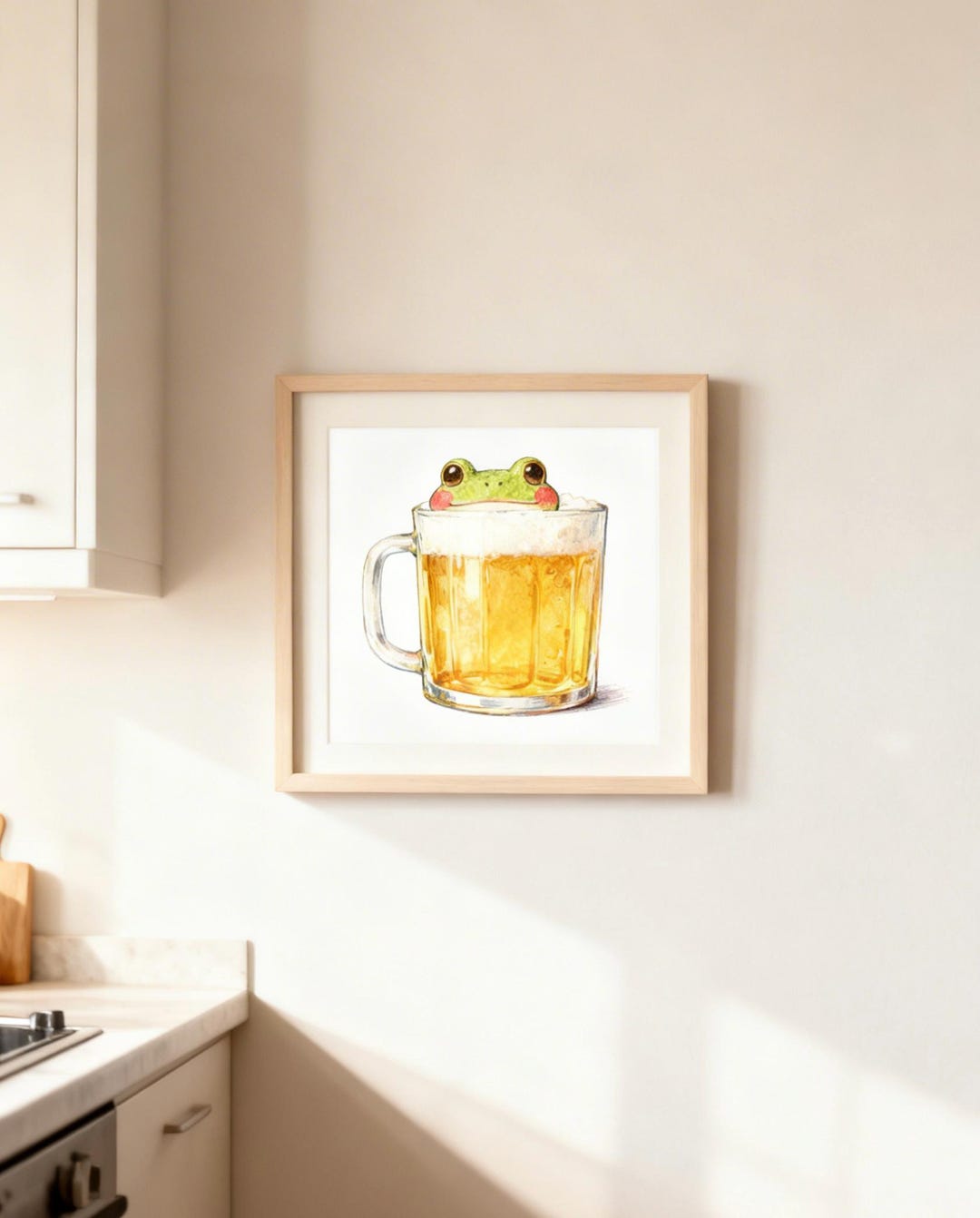 Cute Frog Drinking Beer Wall Art, Printable Digital Poster, Fun Bar ...