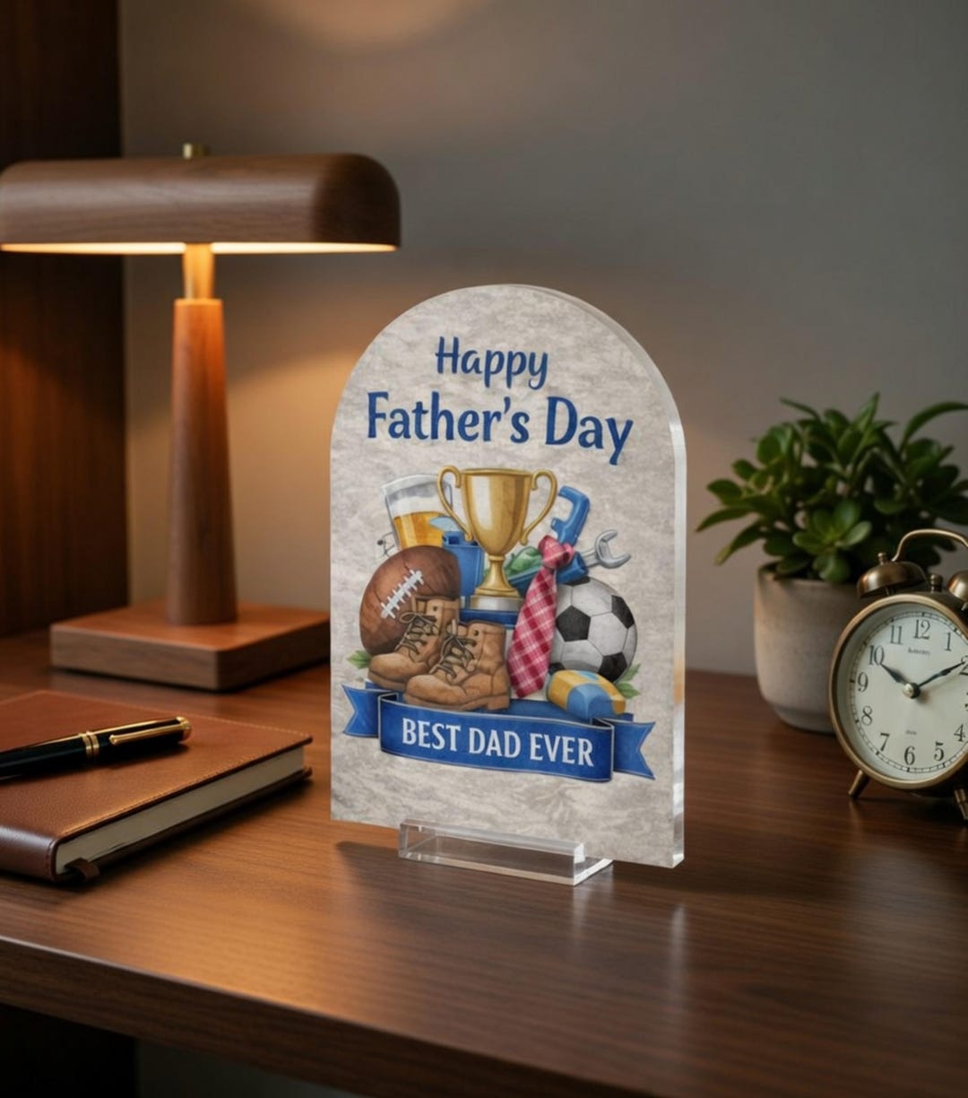 Best Dad Ever Plaque, Happy Father's Day Decor, Wavy Acrylic Sign, Gift ...