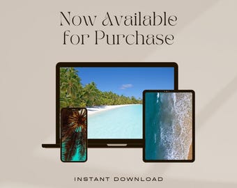 Tropical Beach Desktop Wallpaper, High Resolution Background (Digital Download)