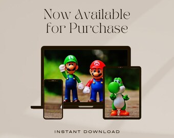Mario & Luigi Desktop Wallpaper, High Resolution Background (Digital Download)