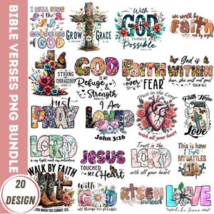 Christian Bible Verse PNG Bundle,  Bible Verses Clipart, Scripture Sublimation, Love Faith, Motivational Quotes