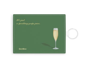 Card holder |keychain |glass |bubble |Sparkling Grape Juice Champagne Glass Card Holder | Saffiano Leather qeewoo