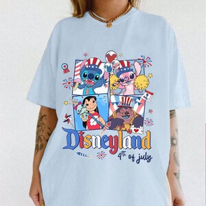 Disneyland Palloncini Lilo e Stitch 4 luglio Comfort Colors Maglietta Stitch e Angelo, Maglietta 4 luglio, Maglietta Disneyworld 4 luglio immagine 2