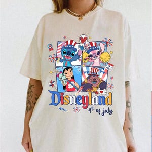 Disneyland Palloncini Lilo e Stitch 4 luglio Comfort Colors Maglietta Stitch e Angelo, Maglietta 4 luglio, Maglietta Disneyworld 4 luglio immagine 3