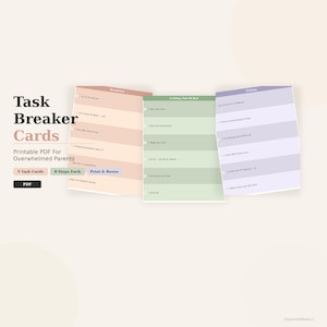 Tarjetas de desglose de tareas para el TDAH, rutina diaria imprimible para padres abrumados, PDF de apoyo a la función ejecutiva