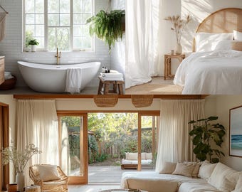 Küstenaustralien Home Bundle | Schlafzimmer + Wohnzimmer + Badezimmer | 3 Raum-Auffrischungs-Kits | Sparen | Bearbeitbare Canva-Vorlagen