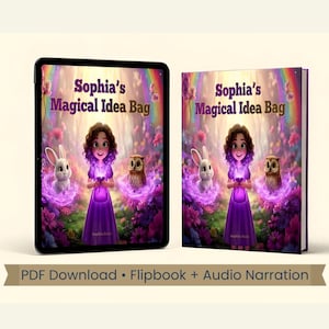 Libro electrónico digital interactivo con narración en formato PDF para descargar: Cuento infantil "Trabajo en equipo inteligente: La bolsa de ideas mágicas de Sofía".