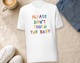 赤ちゃんに触らないでくださいTシャツ、面白い細菌シーズンTシャツ