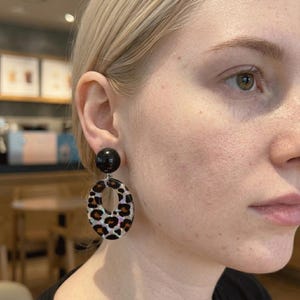 Leopard Print Hoop Earrings, Exaggerated Chic Clip-On Earrings, Wild Yet Elegant Statement Jewelry No Piercing
