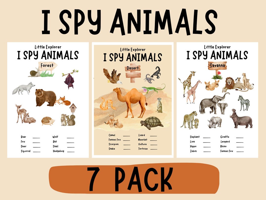 I Spy Animals Printable Game for Kids, Toddler Activity Ages 2-5 ...