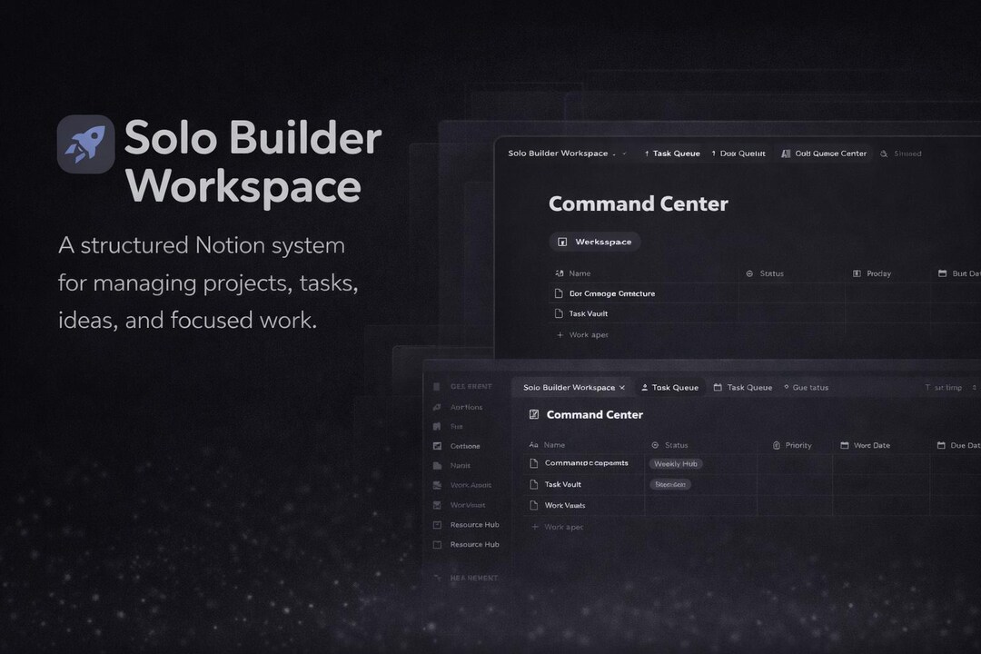 Solo Builder Workspace Notion Template | Project Task Idea Organizer ...
