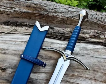 Foe-Hammer Wizard’s Sword from Middle-earth Saga, Handcrafted Stainless Steel & Blue Leather Replica – Perfect for Epic Fantasy Cosplay