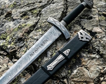 Handmade Northmen Damascus Viking Sword, Ragnar Lothbrok Norse Replica, Forged Groomsmen Gift, Wedding & Anniversary Gift For Him