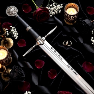 Geralt of Rivia Witcher Sword, Personalized Custom Engraved Sword, Handmade Fantasy Replica, Cosplay Gift, Collector Display