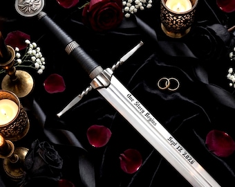Geralt of Rivia Witcher Sword, Personalized Custom Engraved Sword, Handmade Fantasy Replica, Cosplay Gift, Collector Display