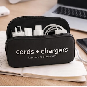 Minimalist Tech Organizer Pouch | Cords, Chargers, Electronics Storage Case