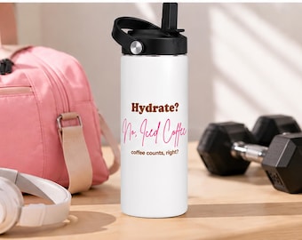 20oz iskaffevattenflaska, rosa tropisk strandmugg, present till sommarkaffeälskare