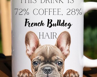 Taza de café con diseño de bulldog francés, divertida taza de cerámica con pelo de perro.