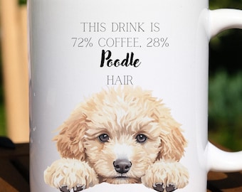 Taza de café con diseño de caniche, divertida taza de cerámica con pelo de perro.