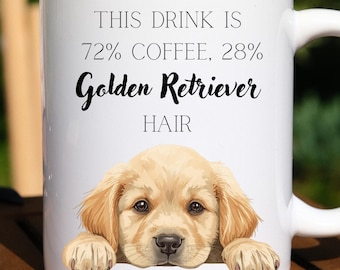Taza de café con diseño de Golden Retriever, divertida taza de cerámica con pelo de perro.