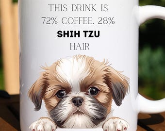 Taza de café con diseño de Shih Tzu, divertida taza de cerámica con pelo de perro.